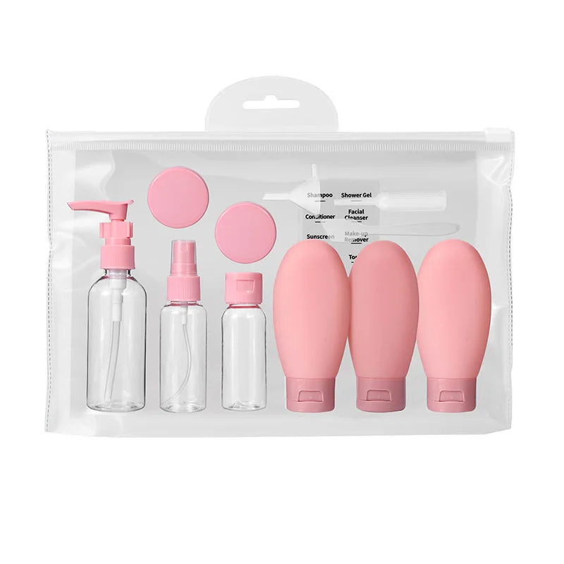 Travel Bottle Refillable Portable Plastic Shampoo Shower Gel Empty Zpaxo pink-11pcs