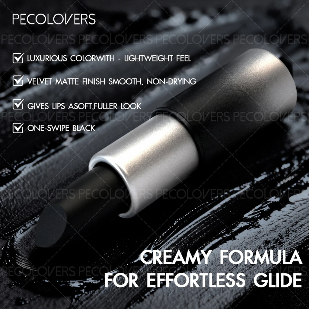 1PC Halloween Black Lipstick, Matte Lipstick, Moisturizing, Waterproof And Long-Lasting, Suitable For Vampire And Gothic Makeup Zpaxo
