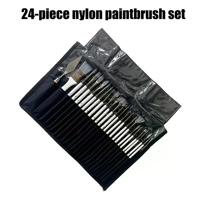 24 Nylon Brush Silver Gray Rod Pen Curtain Oil Gouache Artistic Zpaxo