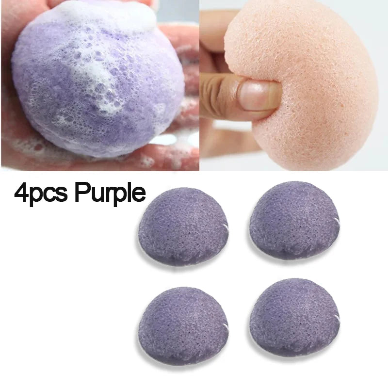 1 Face Round Makeup Remover Tools Natural Konjac Facial Cleansing Zpaxo 4pcs Purple