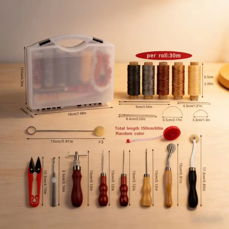 Leather Craft Tool Kit Leather Hand Sewing Repair Kit Stitching Punch Carving Work Groover Set DIY Tool Set Professional Zpaxo