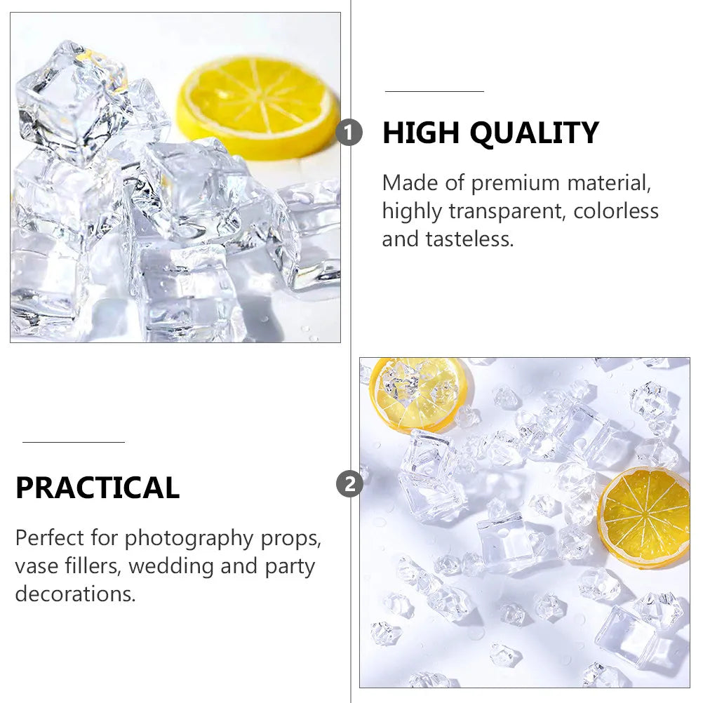 Clear Acrylic Ice Cubes Realistic Fake Food Styling Beverage Display