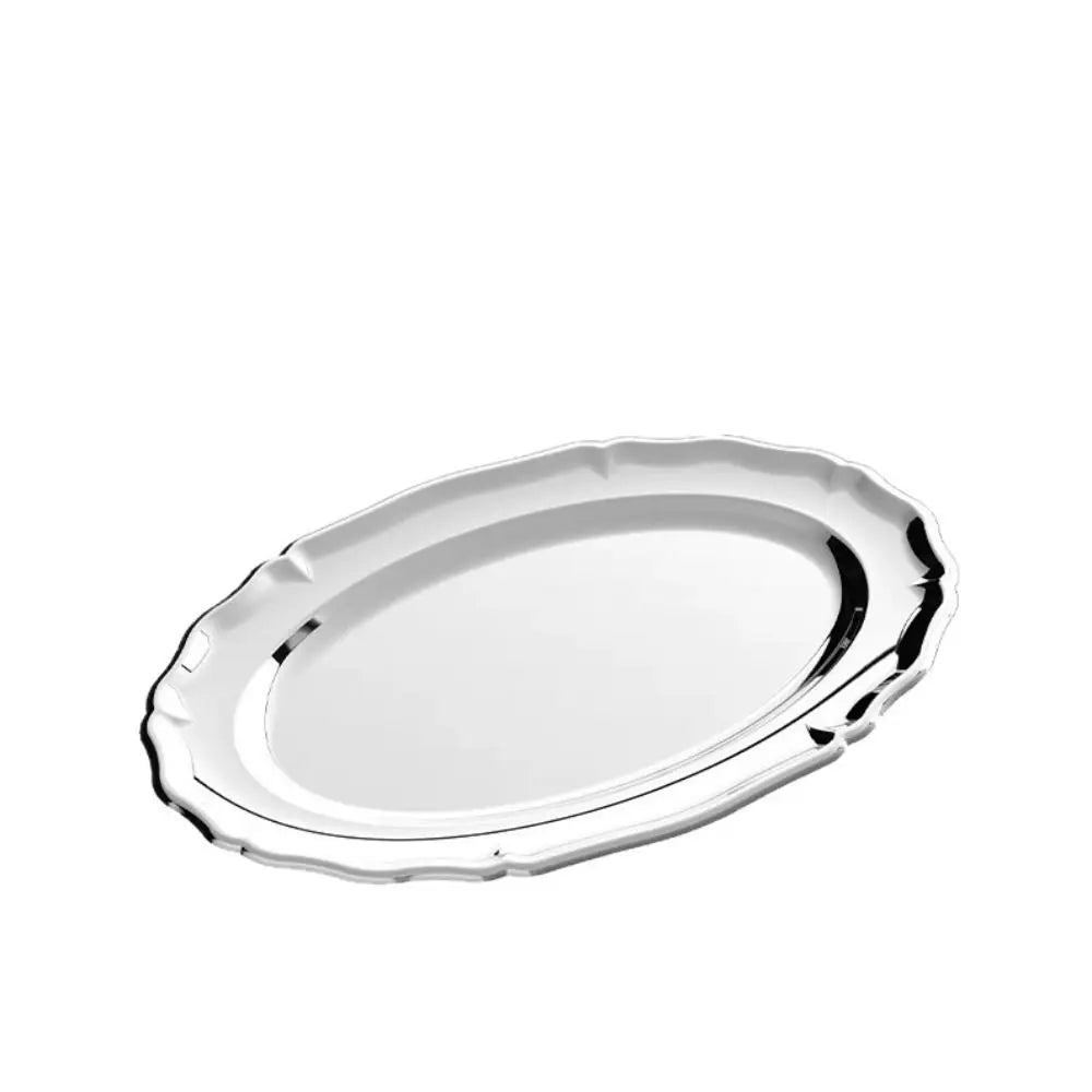 Mirror Stainless Steel Embossed Cake & Dessert Serving Tray Dessert Serving Tray Zpaxo