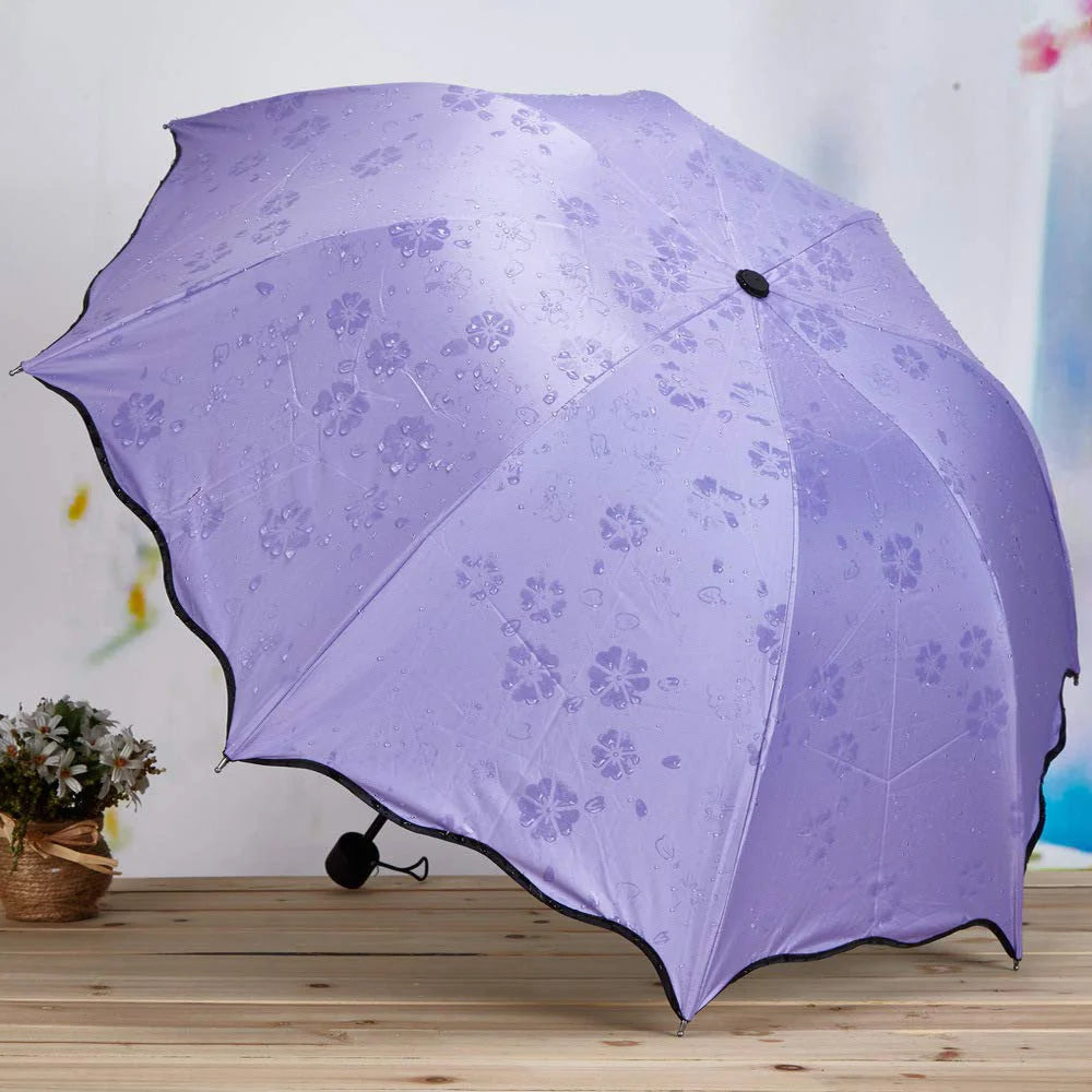 Magic Folding Umbrella with Rainwater Pattern Windproof and Sunshade Umbrella Outdoor Sports UV Protection Umbrella Zpaxo