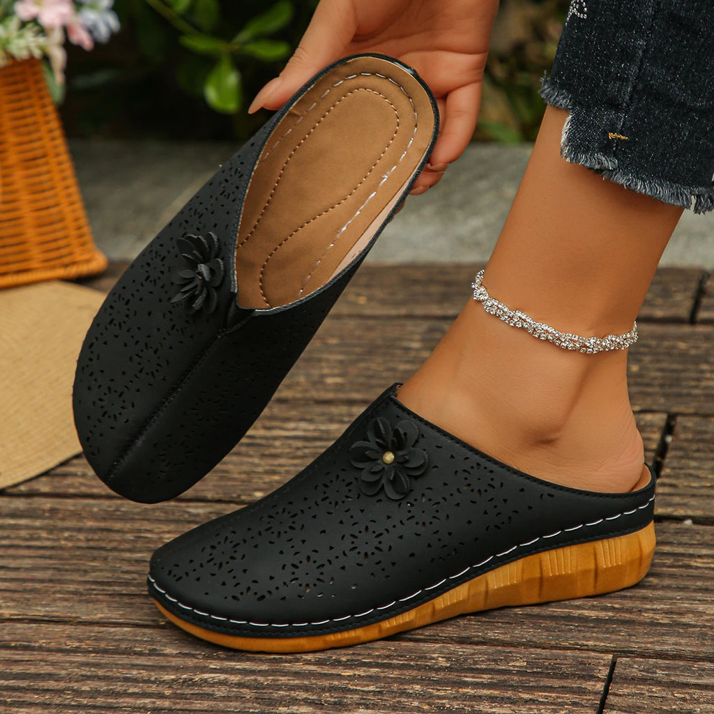Women Sandals Breathable Hollow Out Mule Slippers Summer Retro Closed Zpaxo