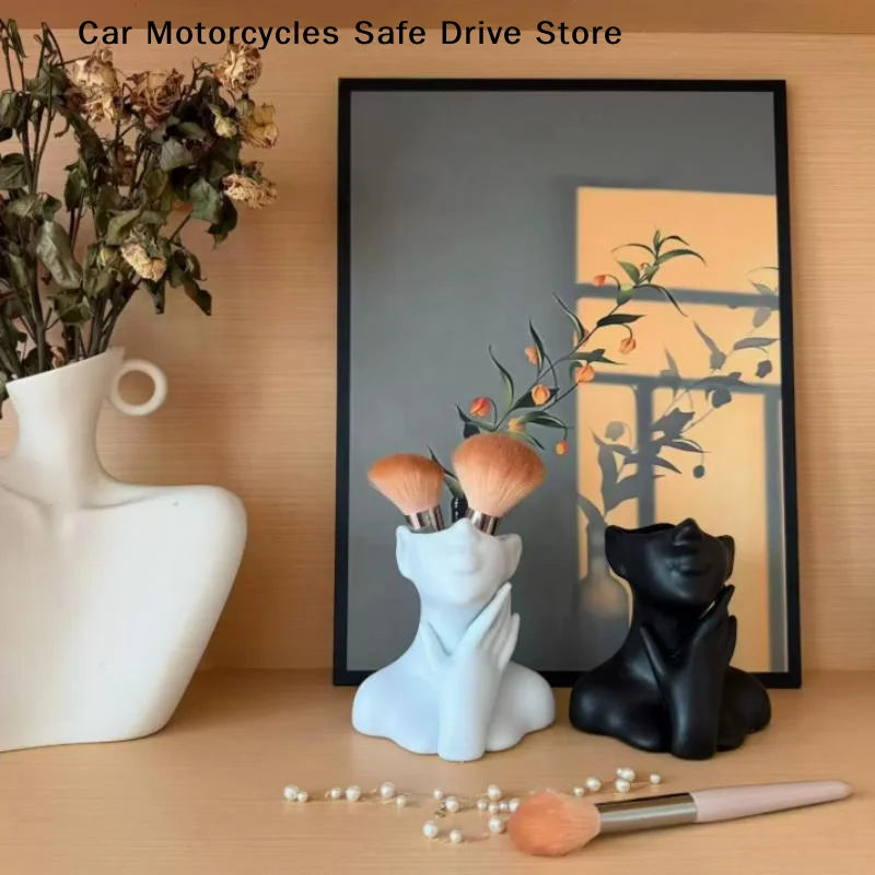 Creative Makeup Brush Holder Human Face Art Desktop Decoration Large