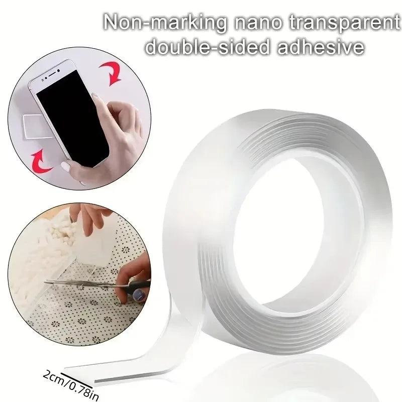 Double Sided Powerful Adhesive Multipurpose Removable Adhesive Tape Transparent Grip Mounting Washable Waterproof Strong Sticky Zpaxo