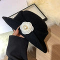 Vintage Chic Ruffled Camellia Heiress Winter Cap Women French-style Zpaxo Black
