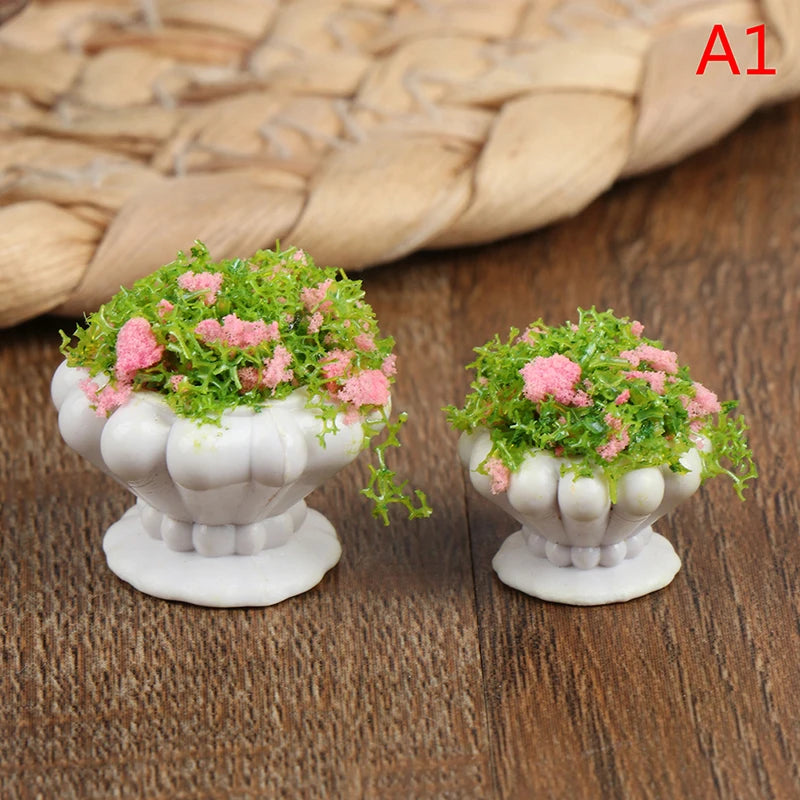 ▶2Pcs 1:12 Dollhouse Mini Green Plant Bonsai Flower Pots Furniture Accessories Zpaxo A1