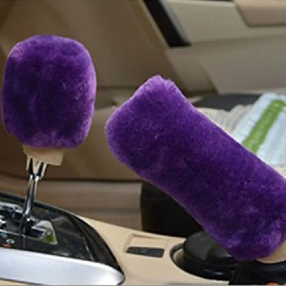 1 Pair Soft Plush Handbrake Cover Warm Thickening Car Solid Grip Zpaxo purple