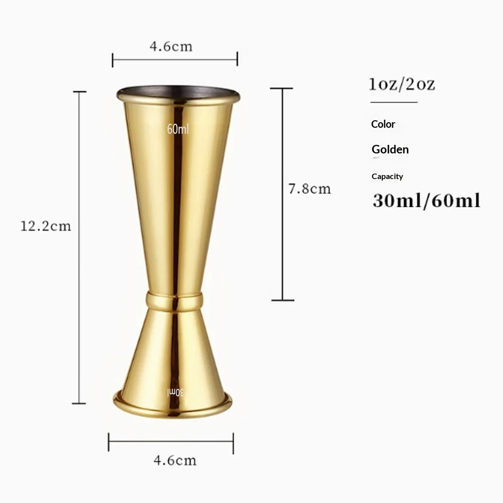 304 Stainless Steel Double Jigger – Bar Cocktail Measuring Cup Cocktail Jigger Zpaxo Champagne Gold