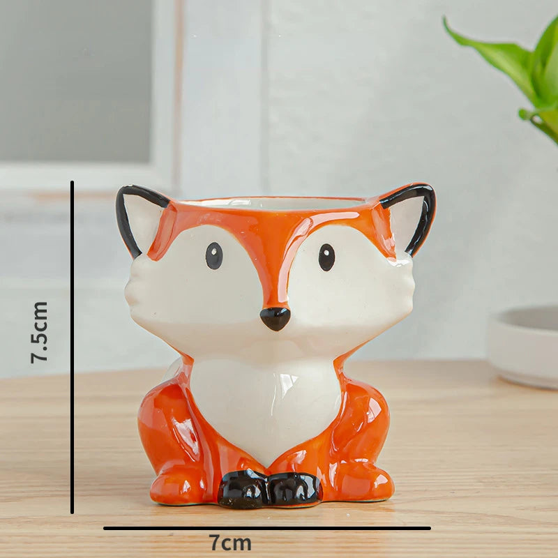 Mini Flower Pot Home Office Decoration Crafts Ceramic Cartoon Animal Flowerpot Decoration Planter Zpaxo