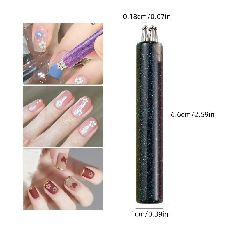 5 Petal Flower Nail Dotting Pen One Stroke Design Tool Acrylic Handle Zpaxo 1Pc Black