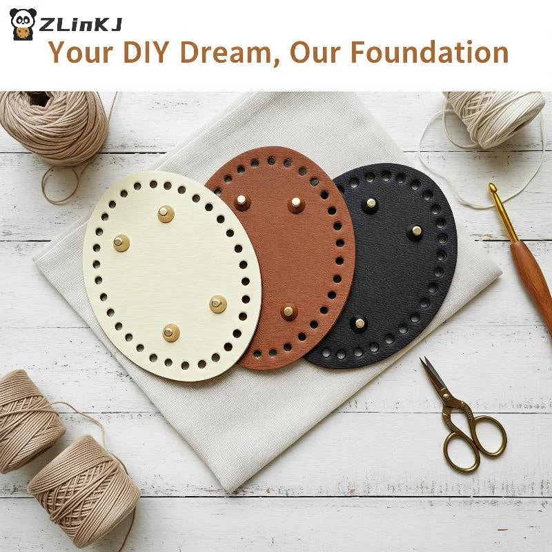 ▶1Pcs Colorful Long PU Leather Bag Bottom Hand-woven Bag Rivets Baseplate For DIY Handbag Cushion Pad Base Accessories Zpaxo
