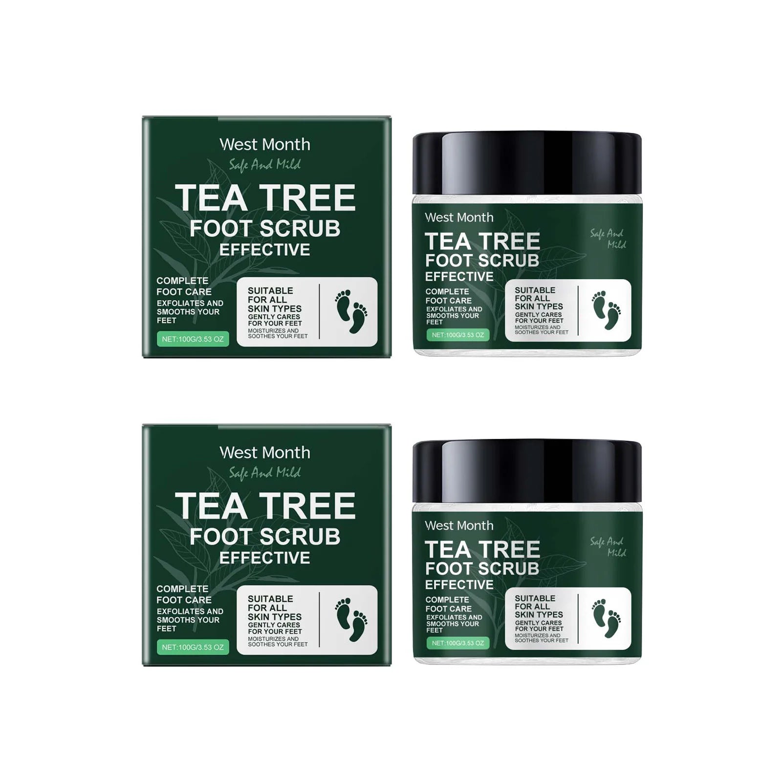 Hoygi Tea Tree Foot Scrub – Exfoliate & Soften Dry Feet Foot Scrub Zpaxo 2 x 100g Boxed