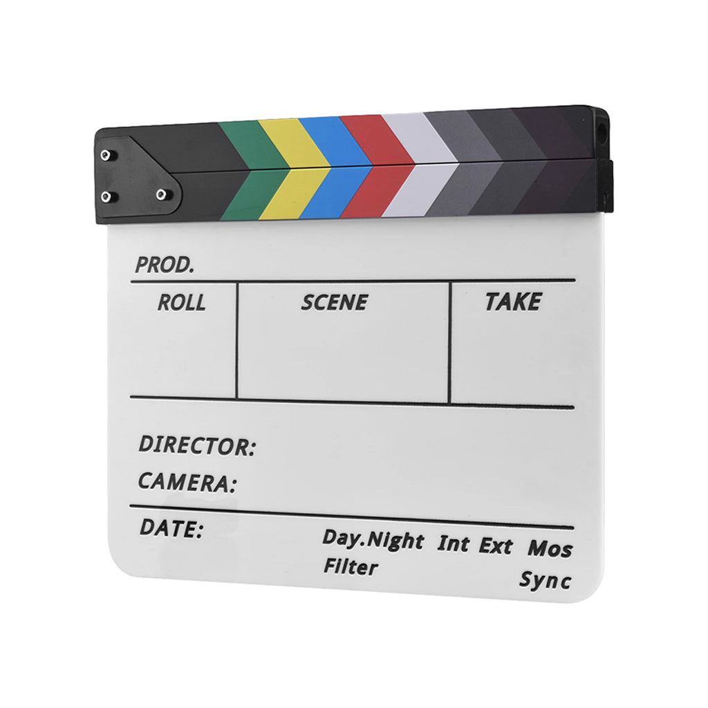 Professional Clapper Acrylic Clapboard Dry Erase TV Film Movie Director Cut Action Scene Clapper Board Slate with Pen Eraser Zpaxo