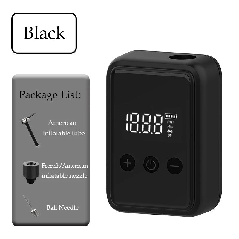 Mini Bicycle Electric Air Pump Portable Car Tire Inflator For Motorcycle Bike Air Pump MTB Inflatable Digital Display Pump Ball Zpaxo Black