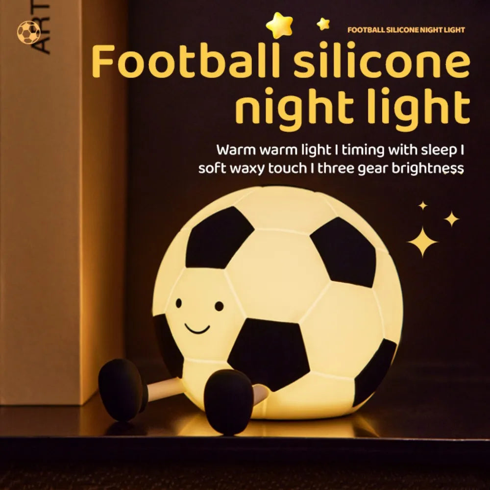 Novelty Football Silicone Night Light Rechargeable Sleeping Night Lamp with 3 Level Dimmable Nursery Bedside Lamp For Room Decor Zpaxo