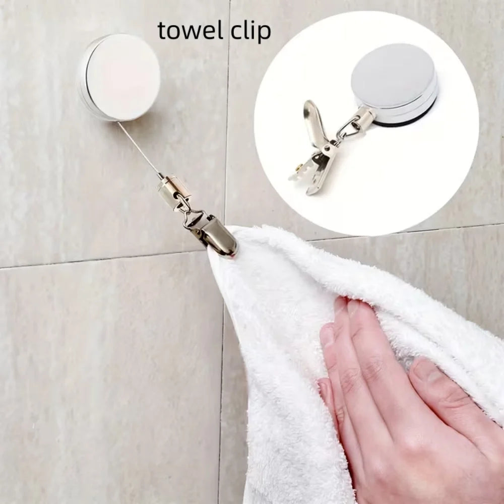 Automatic Retractable Towel Rack No Punching Self-adhesive Wall