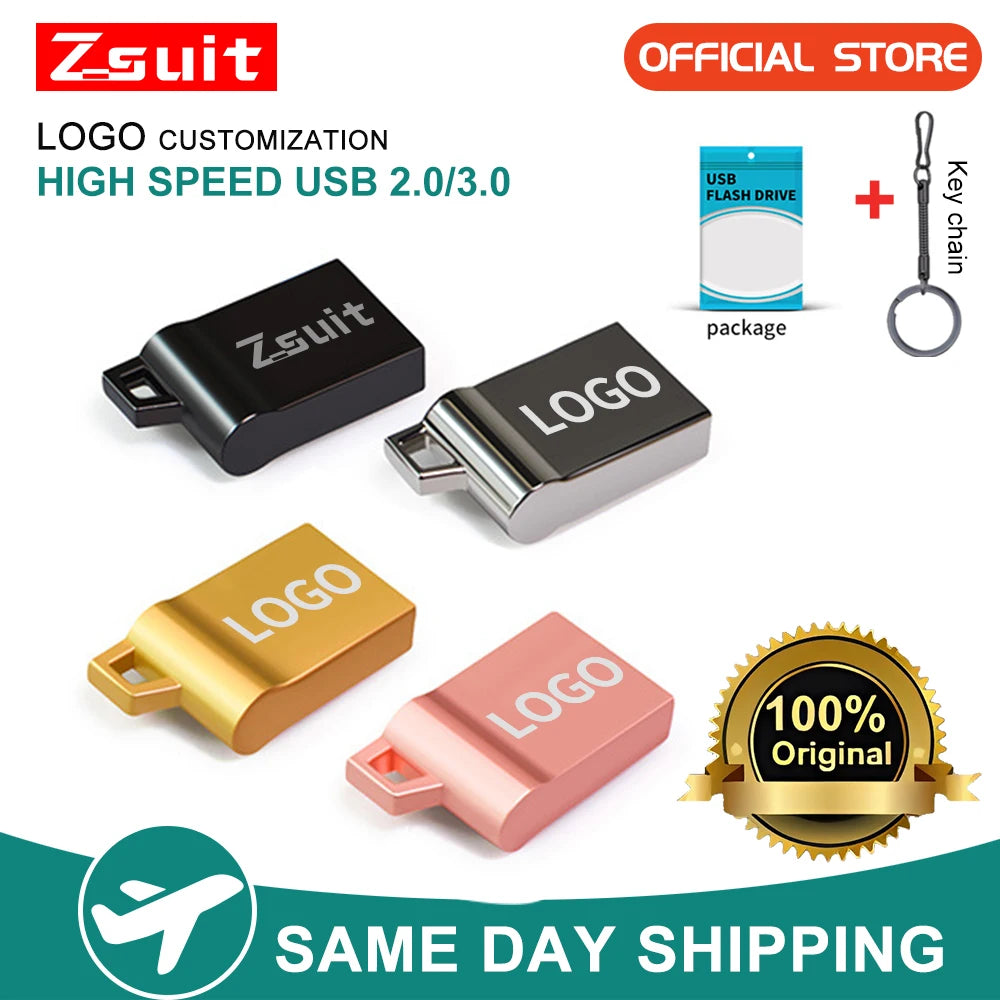 ZSUIT DKXFK 3.0 Metal USB Flash Drive 64GB Pen Drive 4GB 8GB 16GB U Disk 32GB Memory Stick 128GB USB Storage Stick Custom LOGO Zpaxo