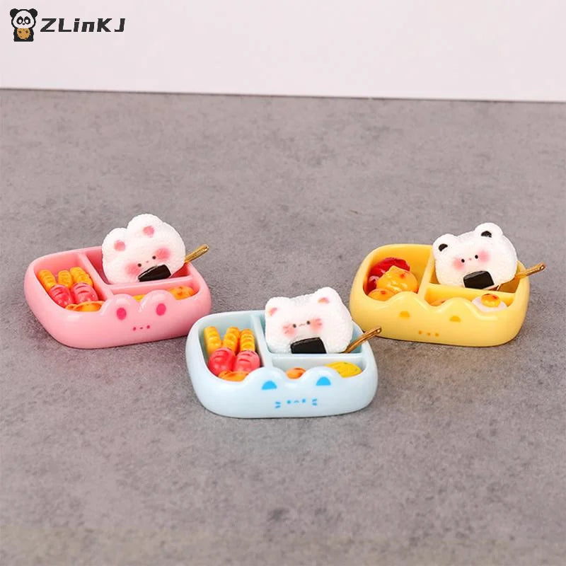▶Children's Pretend Play Toy Miniature Simulation Rice Ball Meal Playset DIY Decor Realistic Portable Bento Food Model Zpaxo