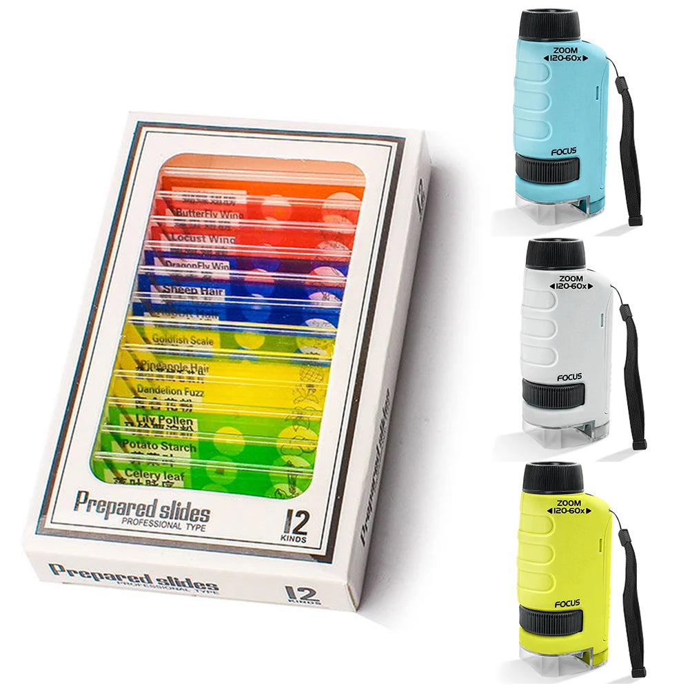 Educational Mini Handheld Microscope with LED Light Battery Powered Kid Science Experiment Pocket Microscope Kids Science Toy Zpaxo