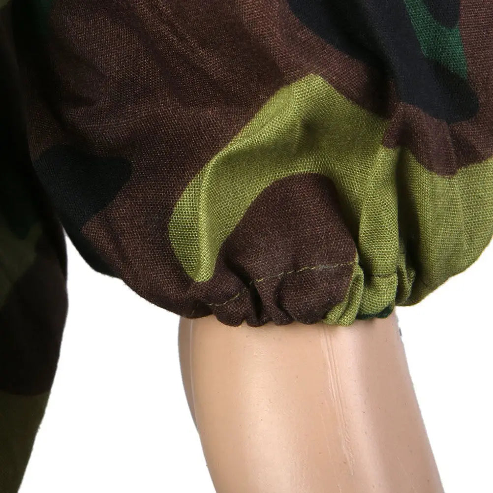 Beekeeping Protective Suit Black Net Veil Zipper Camouflage Keeping Suit Elastic Waistband Cuffs Pocket Beekeeping Equipment Zpaxo