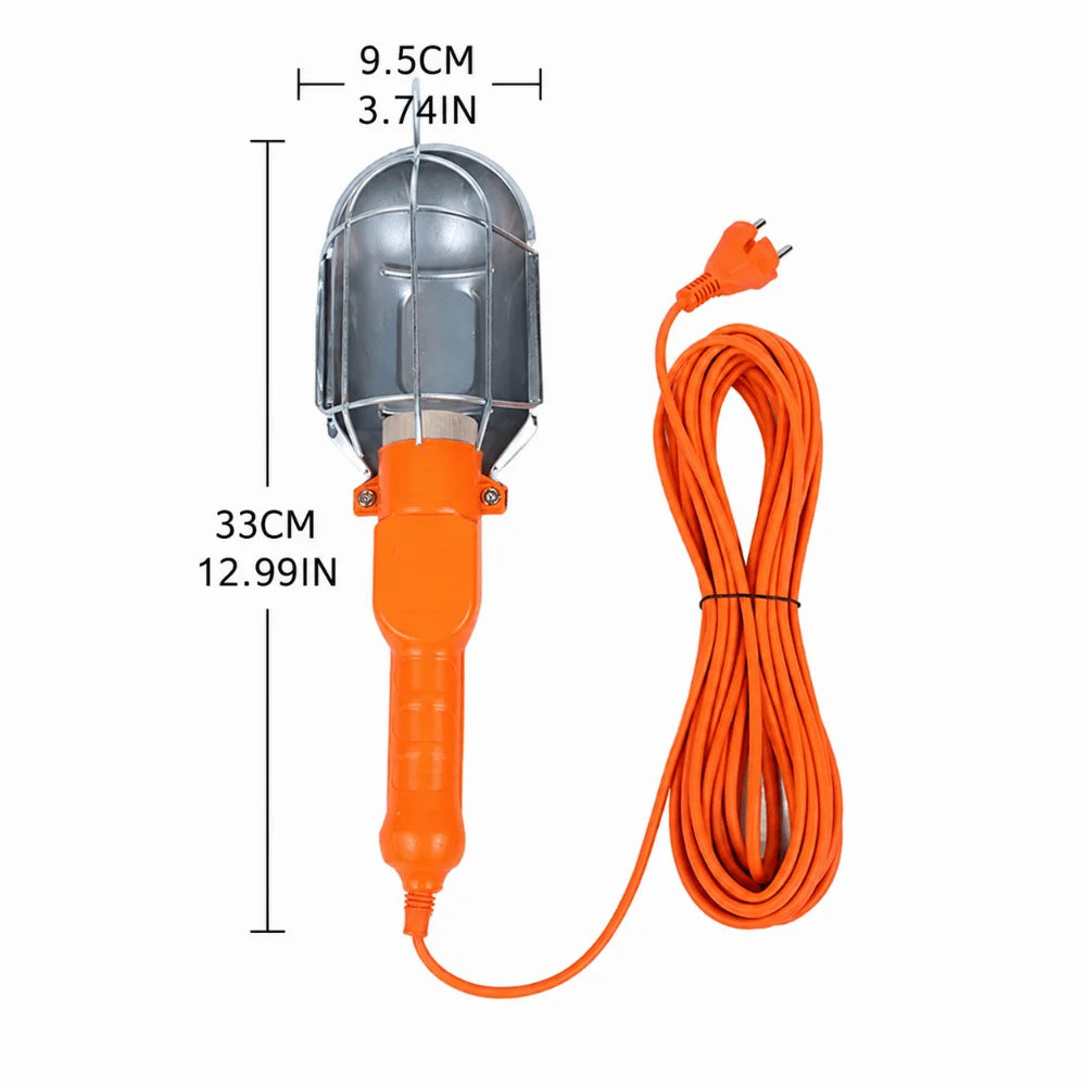 Iron Cover Handheld Work Light Sturdy Protection Steady Illumination Inspection Lamp Long-Lasting Durability for EU/UK Zpaxo
