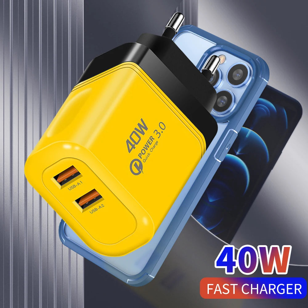 40W Dual USB Wall Charger – EU/US Plug, iPhone & Samsung USB Wall Charger Zpaxo