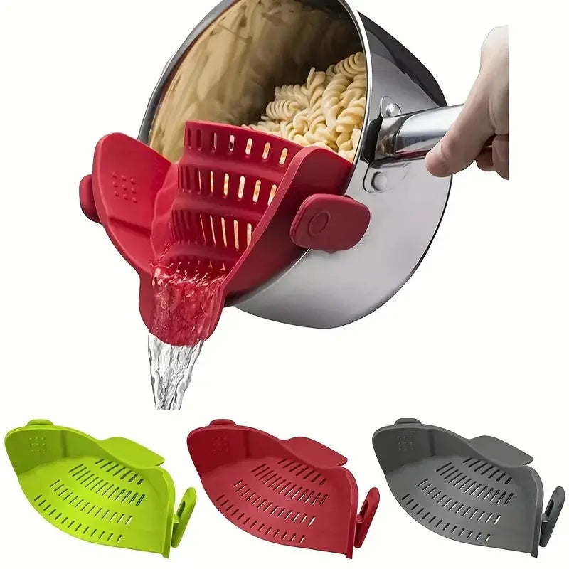 Universal Silicone Clip Pan Pot Strainer Anti Spill Pasta Food Grade Zpaxo