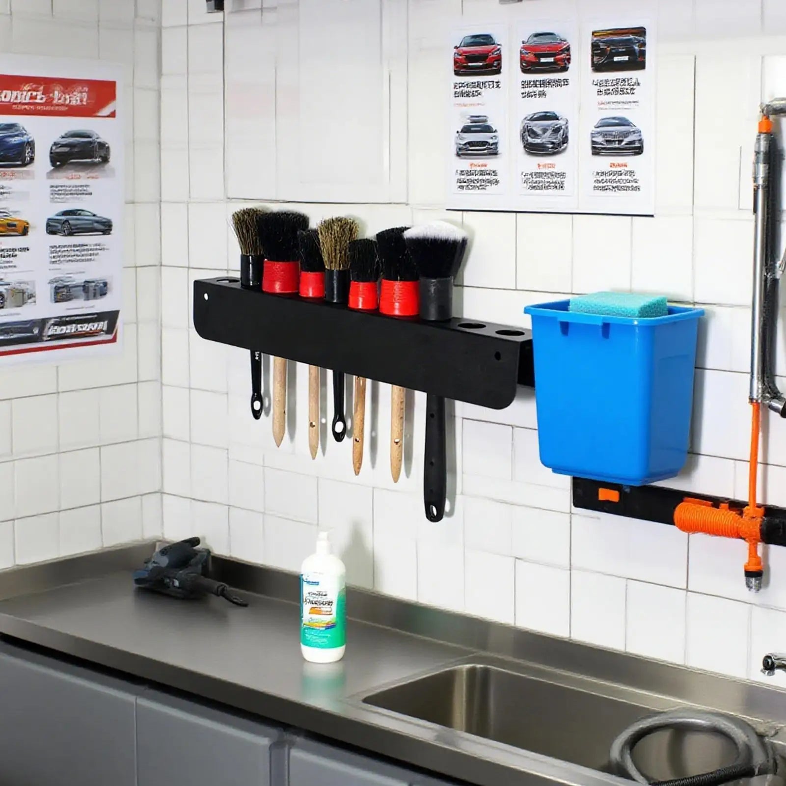 Car Detailing Brush Organizer Wall Mounted Tool Automobile