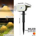 4PCS 72LED Solar Landscape Spotlights Solar Garden Lights Waterproof Solar Powered Fence Wall Lights Backyard Garage Yard Zpaxo 60LED Warm White 4pcs