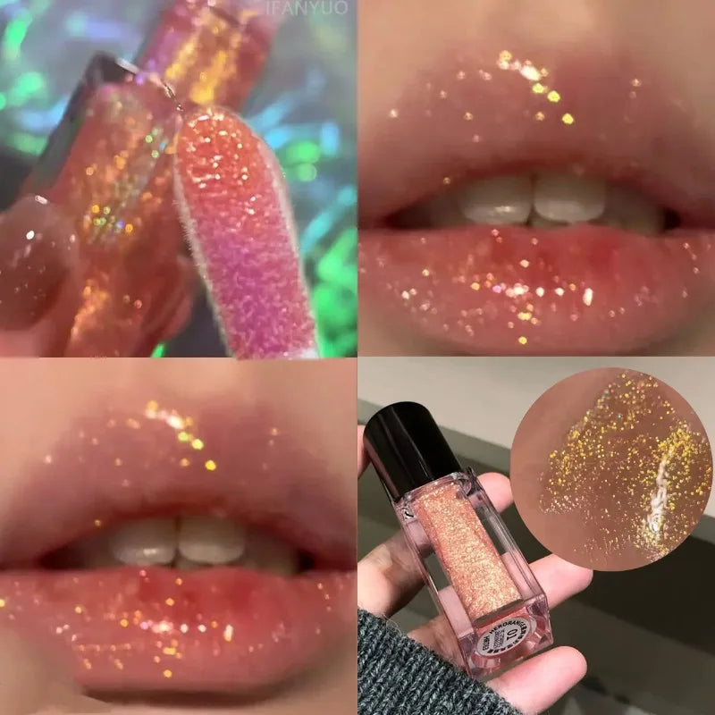 Multichrome Diamond Lip Gloss Metallic Shimmer Glitter Lips Stain
