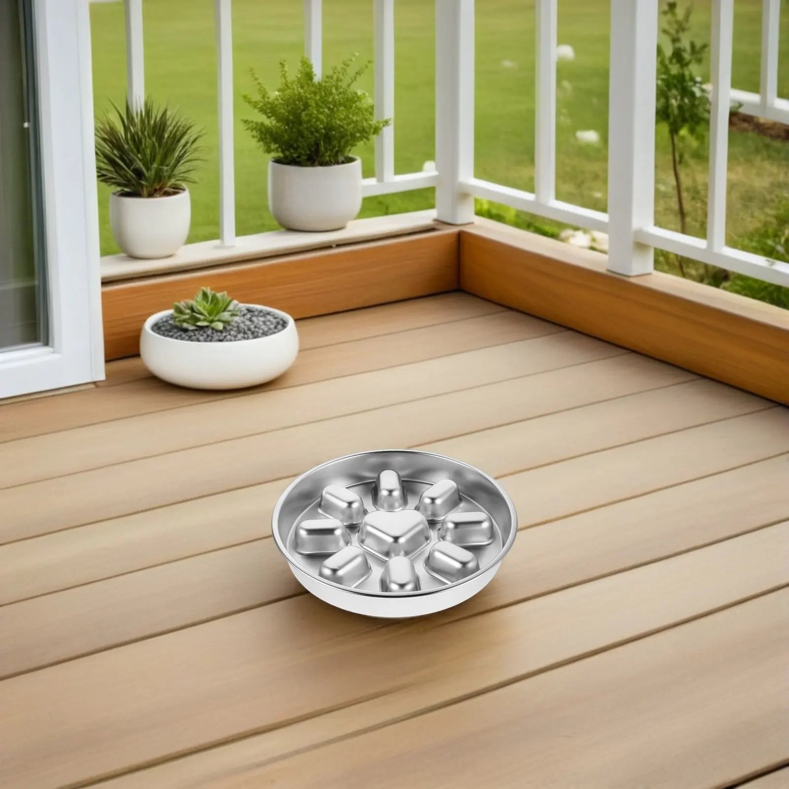 Stainless Steel Slow Feeder Dog Bowl Non-slip Puzzle Design Eating