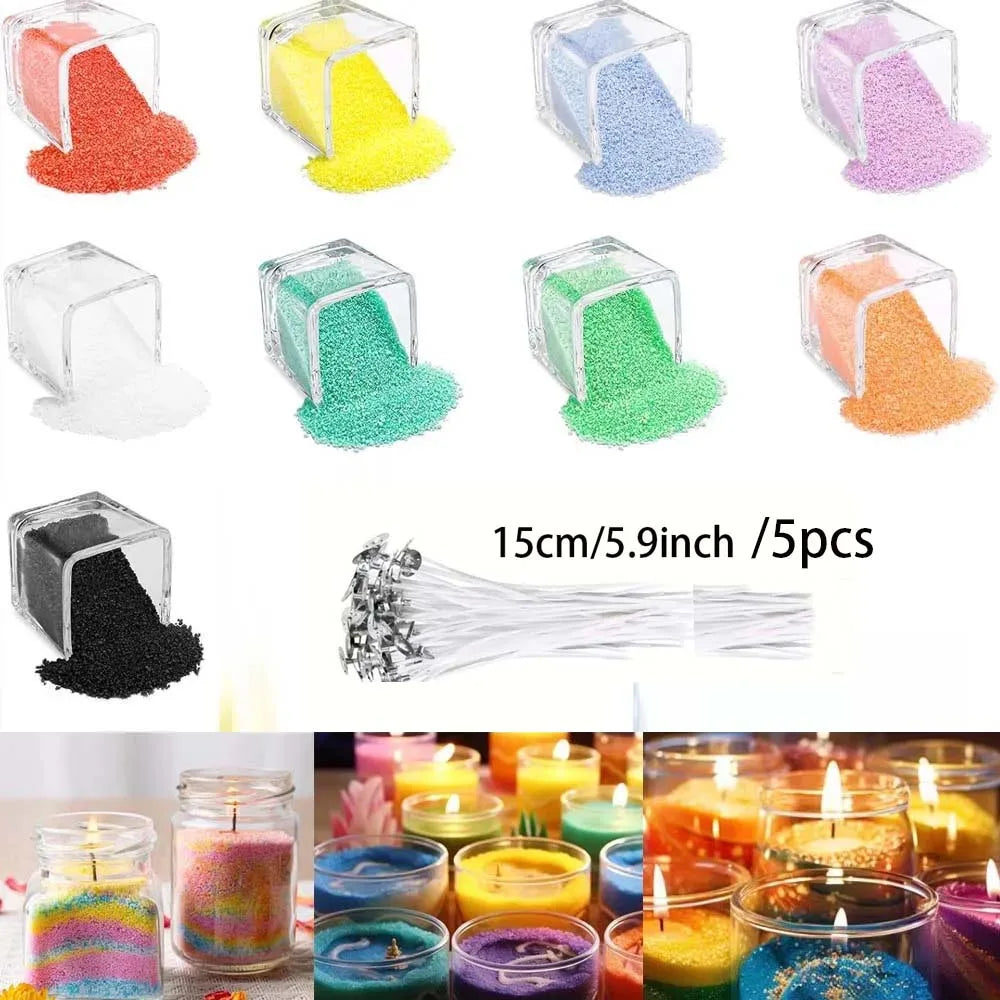 10-Color Sand Wax Candle Making Kit – Granulated Wax & Wicks Candle Making Kit Zpaxo 10color set