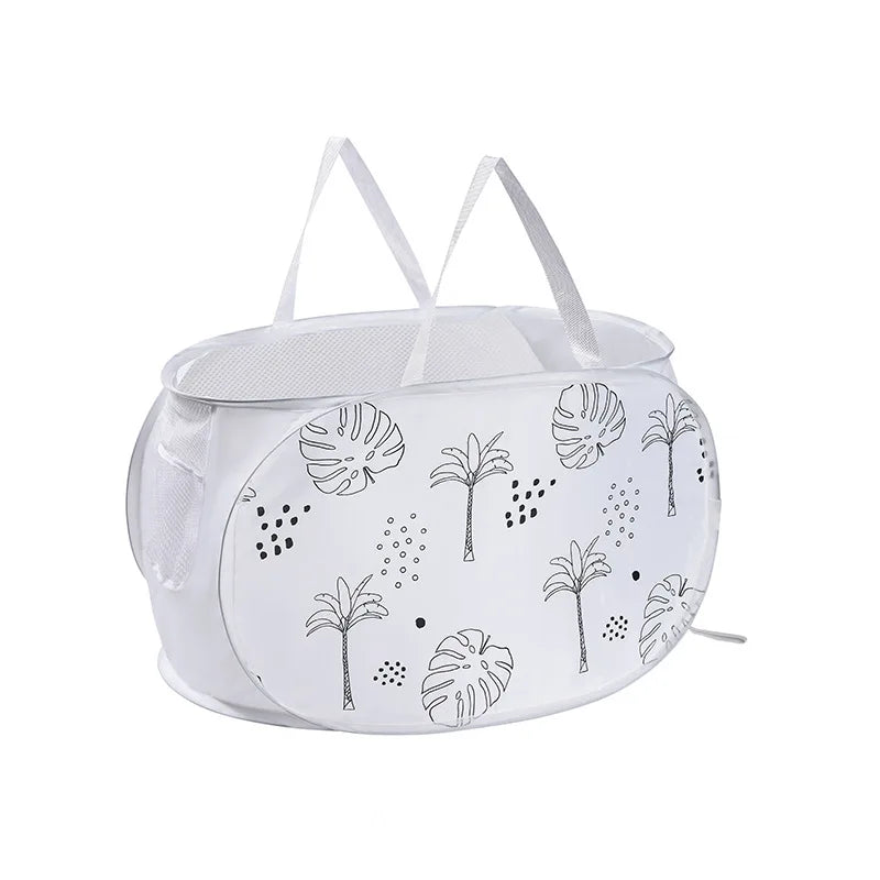 Hot selling folding dirty clothes basket portable home laundry basket bathroom dirty clothes basket laundry basket Zpaxo Grey large leaves