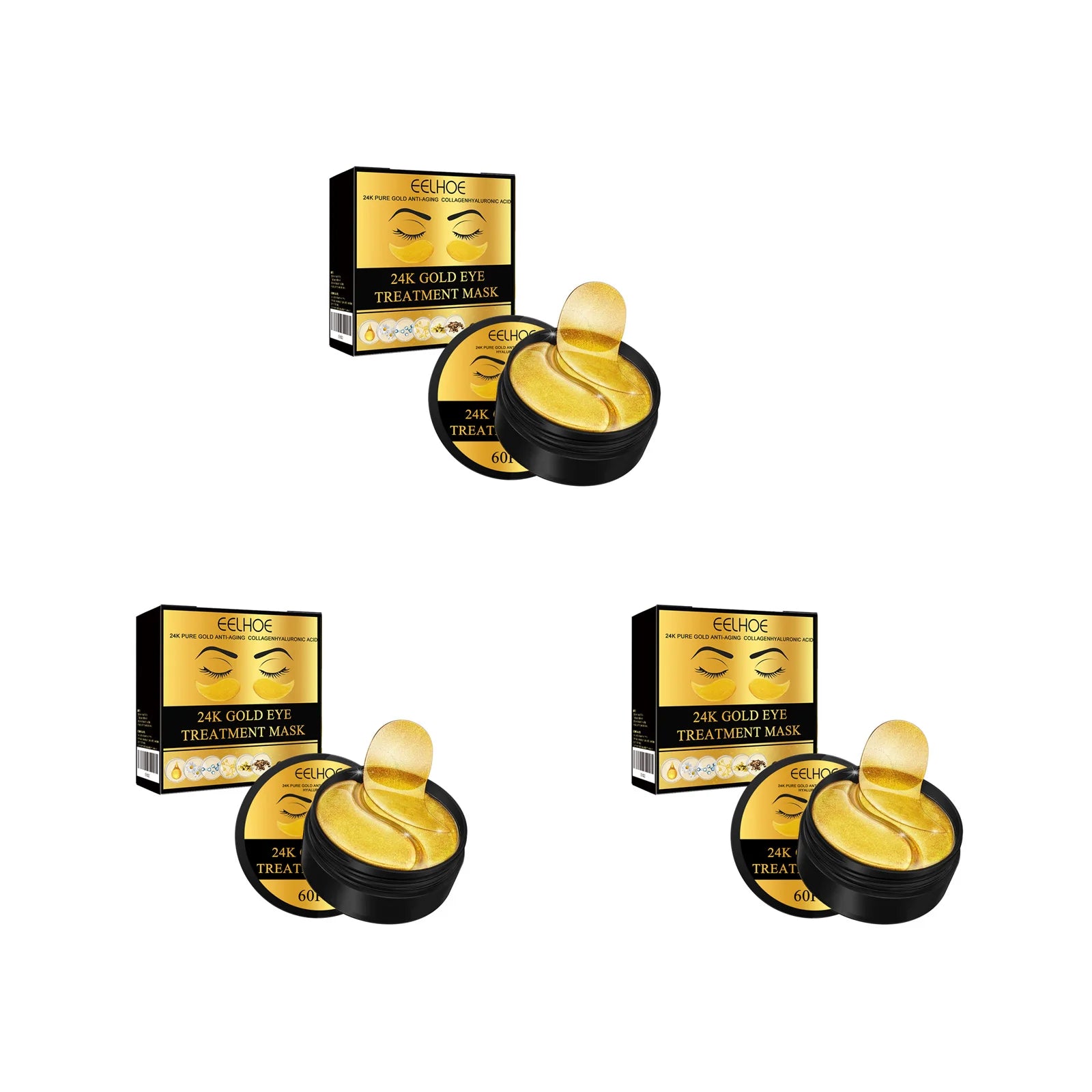 24K Gold Under Eye Mask – Dark Circles & Anti-Aging (60 Pcs) Eye Treatment Mask Zpaxo 3 x 60Pcs Boxed