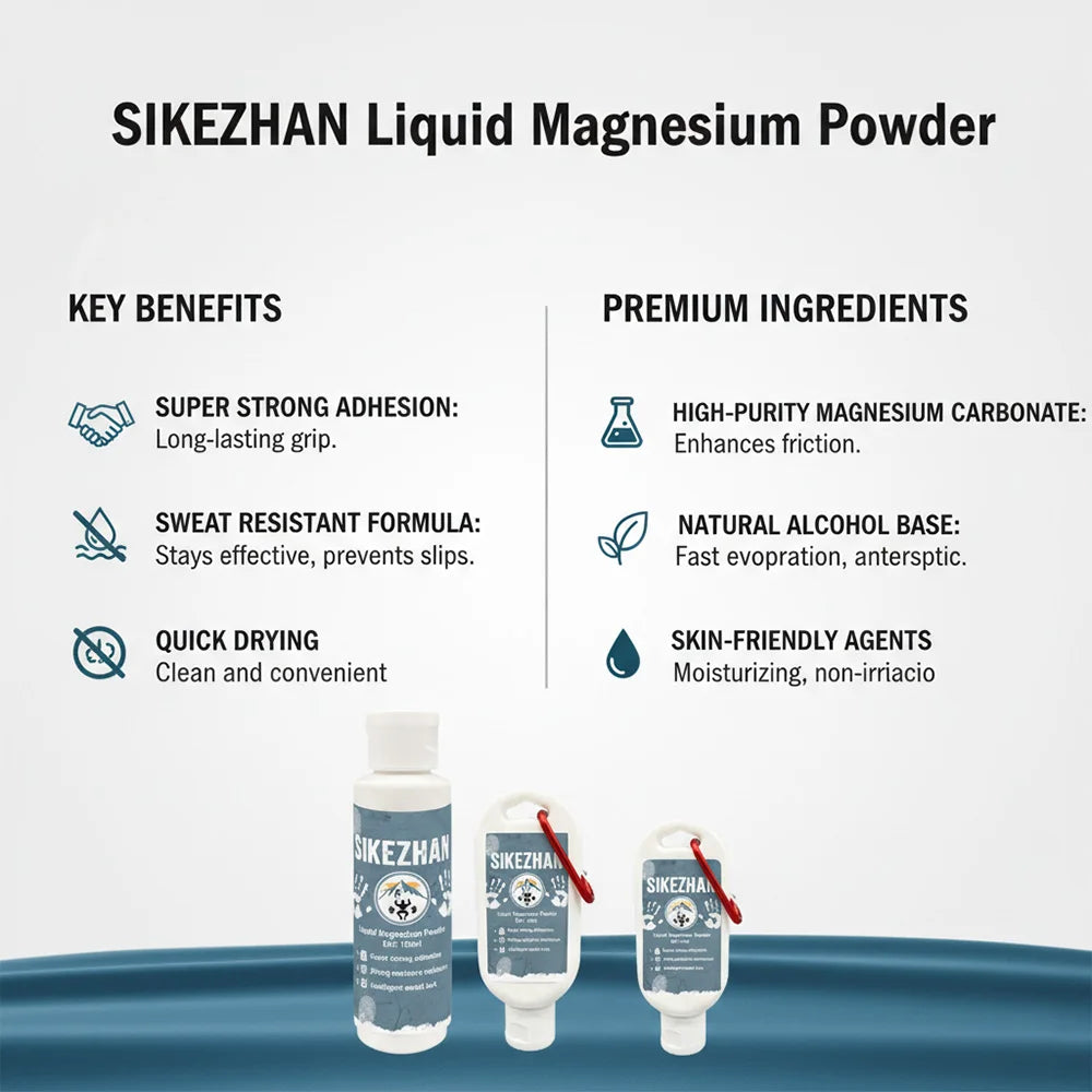 SIKEZHAN Liquid Chalk Non-Slip Magnesium Powder for Rock Climbing Powerlifting Bodybuilding Long Lasting Strong Grip Zpaxo