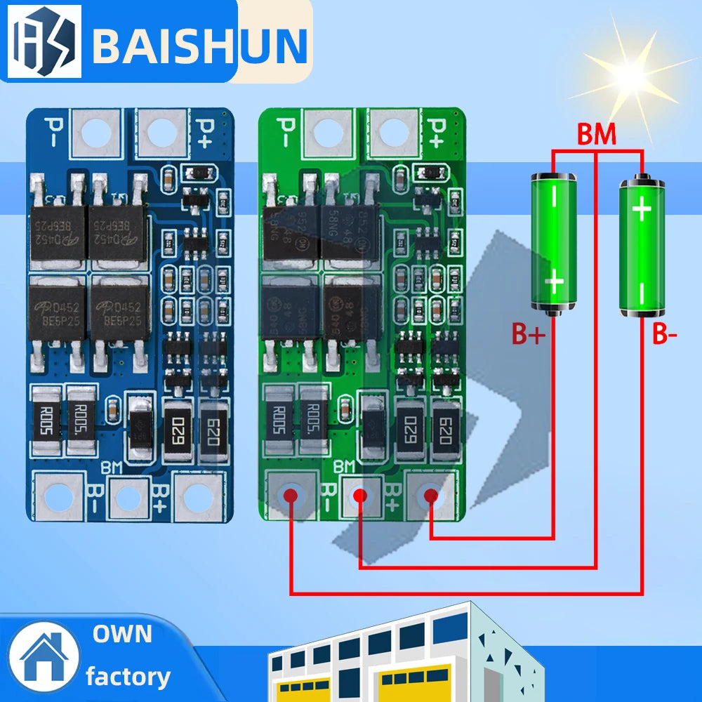 2S 10A 7.4V 18650 lithium battery protection board 8.4V balanced function/overcharged protection Good Zpaxo