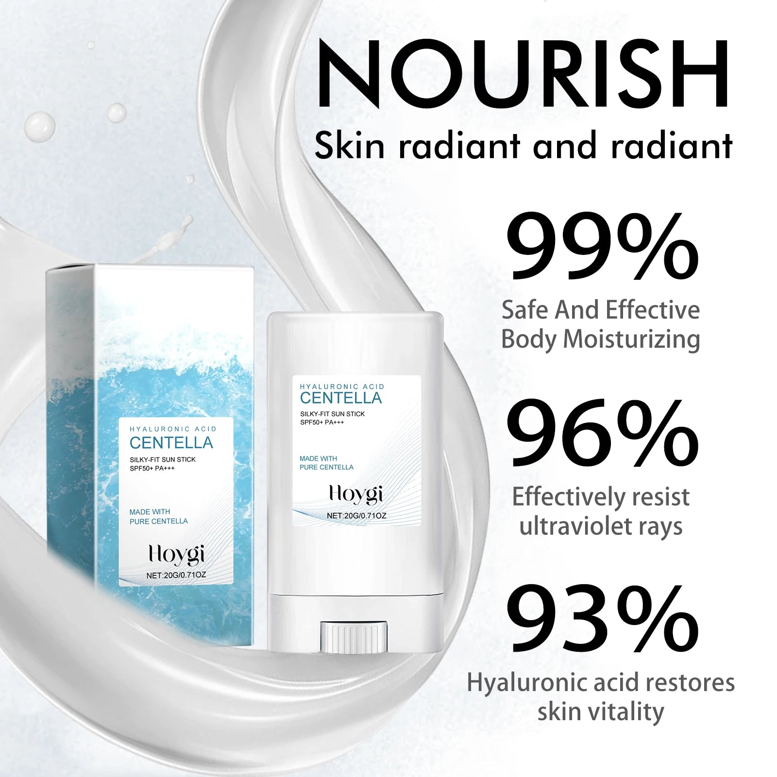 Hoygi Hyaluronic Acid Sunscreen Stick Broad Spectrum SPF 50+ Hydrating Non-Greasy Fast Absorbing for Face and Body On-The-Go Zpaxo