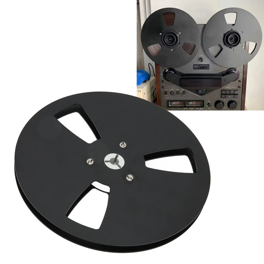 1 4 Empty Tape Reel 3 Holes Aluminum Alloy Open Takeup NAB Black