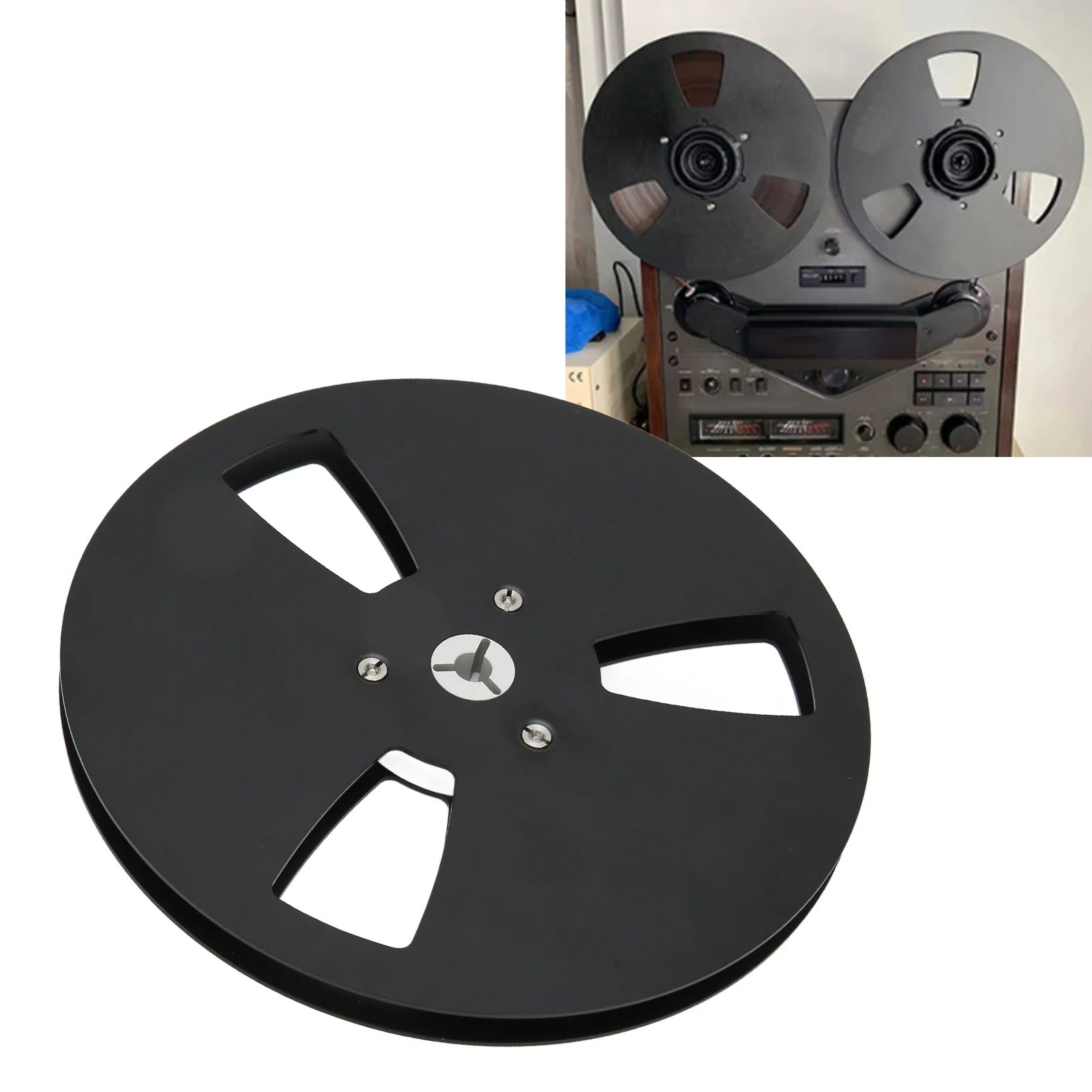 1 4 Empty Tape Reel 3 Holes Aluminum Alloy Open Takeup NAB Black
