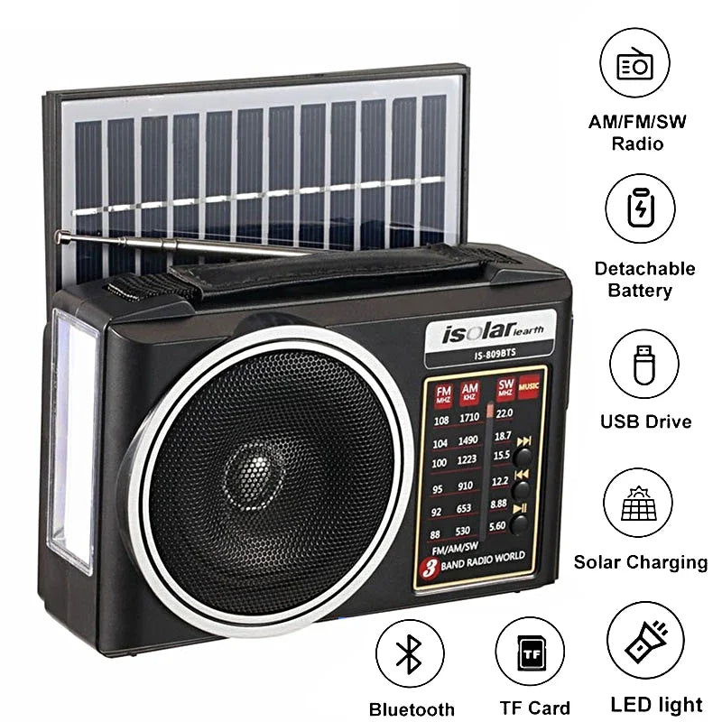 Portable FM AM SW Radio Solar Charging Multi Band Emergency Radios