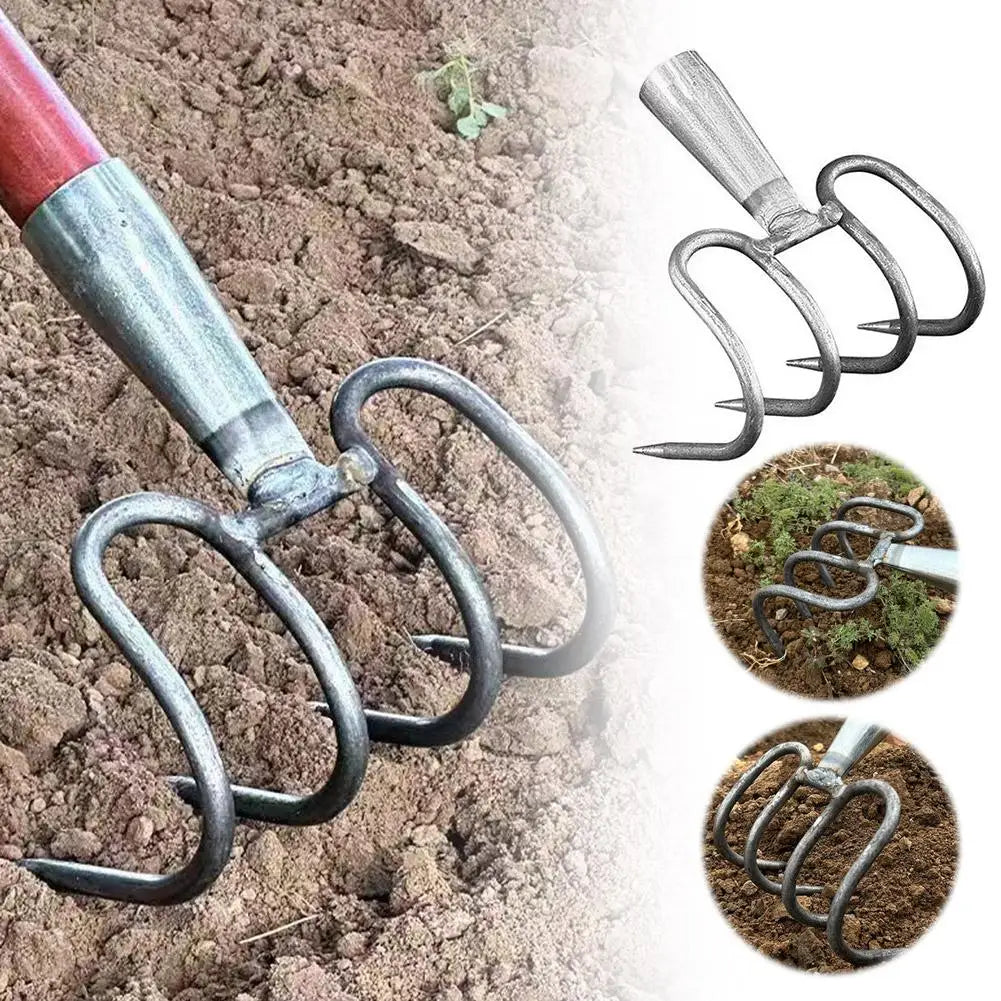 Heavy-Duty Manganese Steel Garden Fork Head – 4-Tine Cultivator Garden Fork Head Zpaxo 2PCS