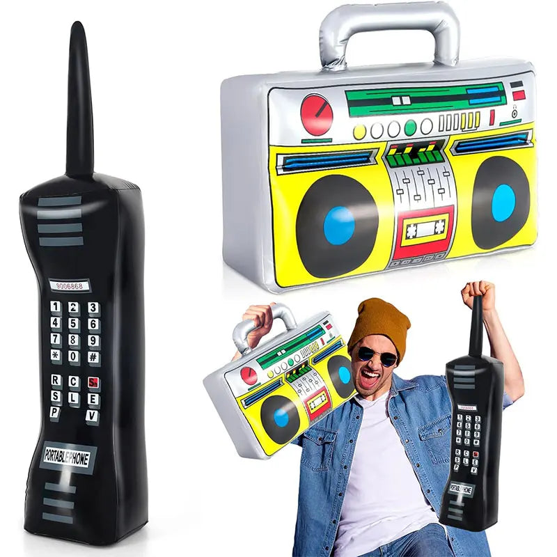 Inflatable Phone Radio Microphone 80s 90s Party Decorations Hip-hop