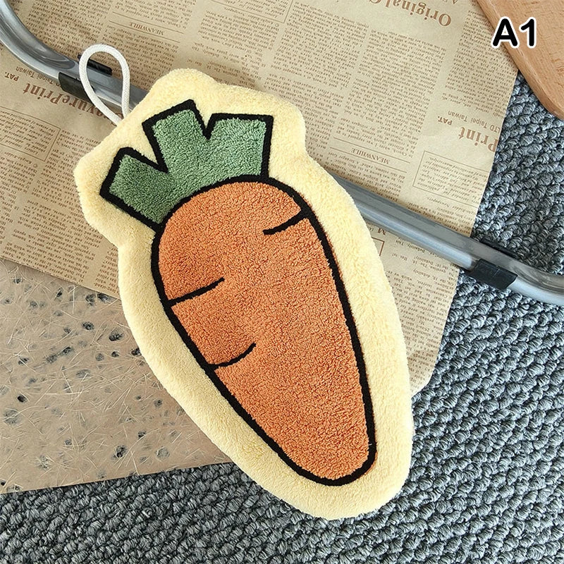 Vegetables Coral Fleece Hand Towels Wall Hanging Rag Carrot Tomato Zpaxo A1