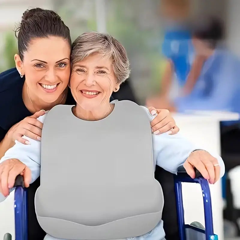 1pcs random Large Adult Bib – 6 Adjustable Sizes, Waterproof & Easy Clean, Soft 3D Design for Senior Home Care Zpaxo