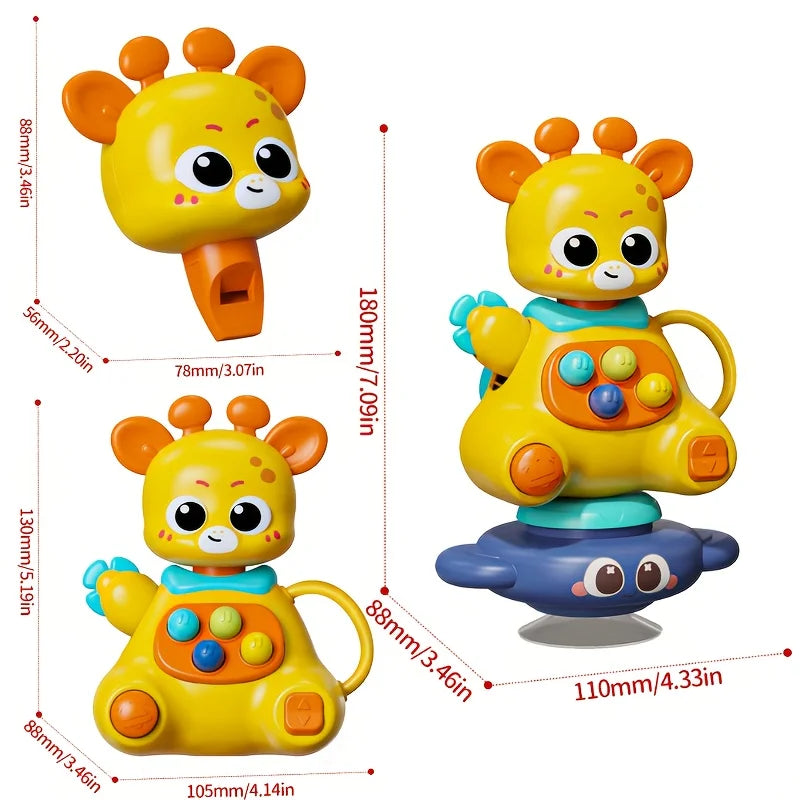 Interactive Giraffe Toy Suction Cup 360 Rotation ABS Motor Skills