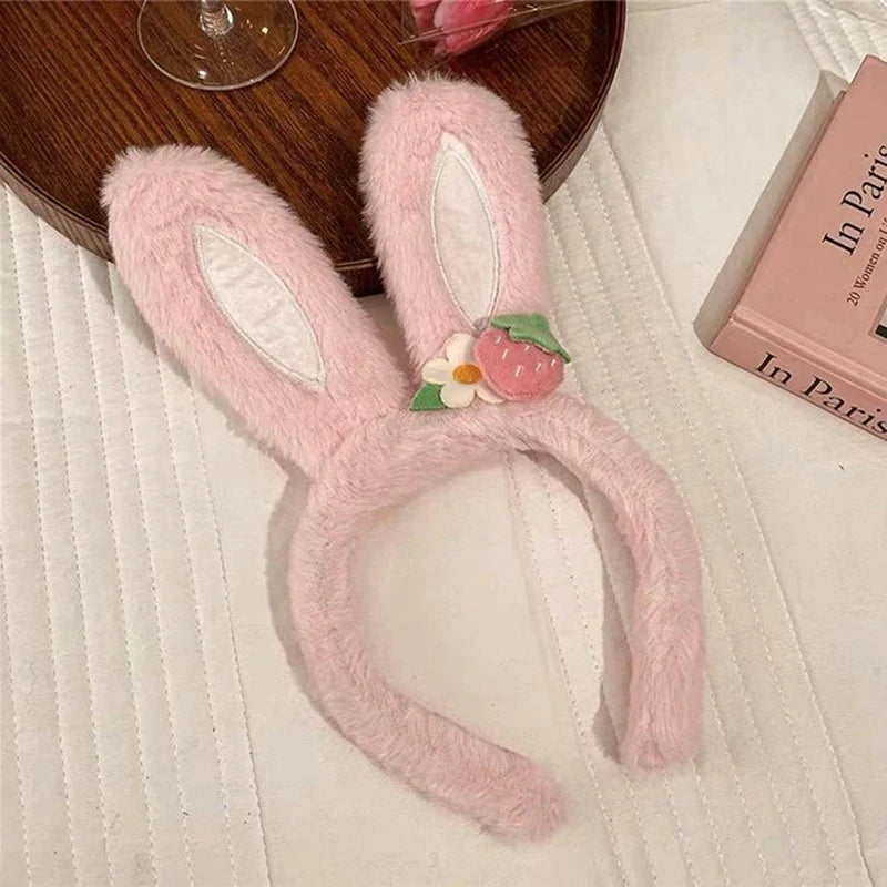 Rabbit Ear Headband Hat Strawberry Flower Bunny Hair Band Happy Zpaxo Pink