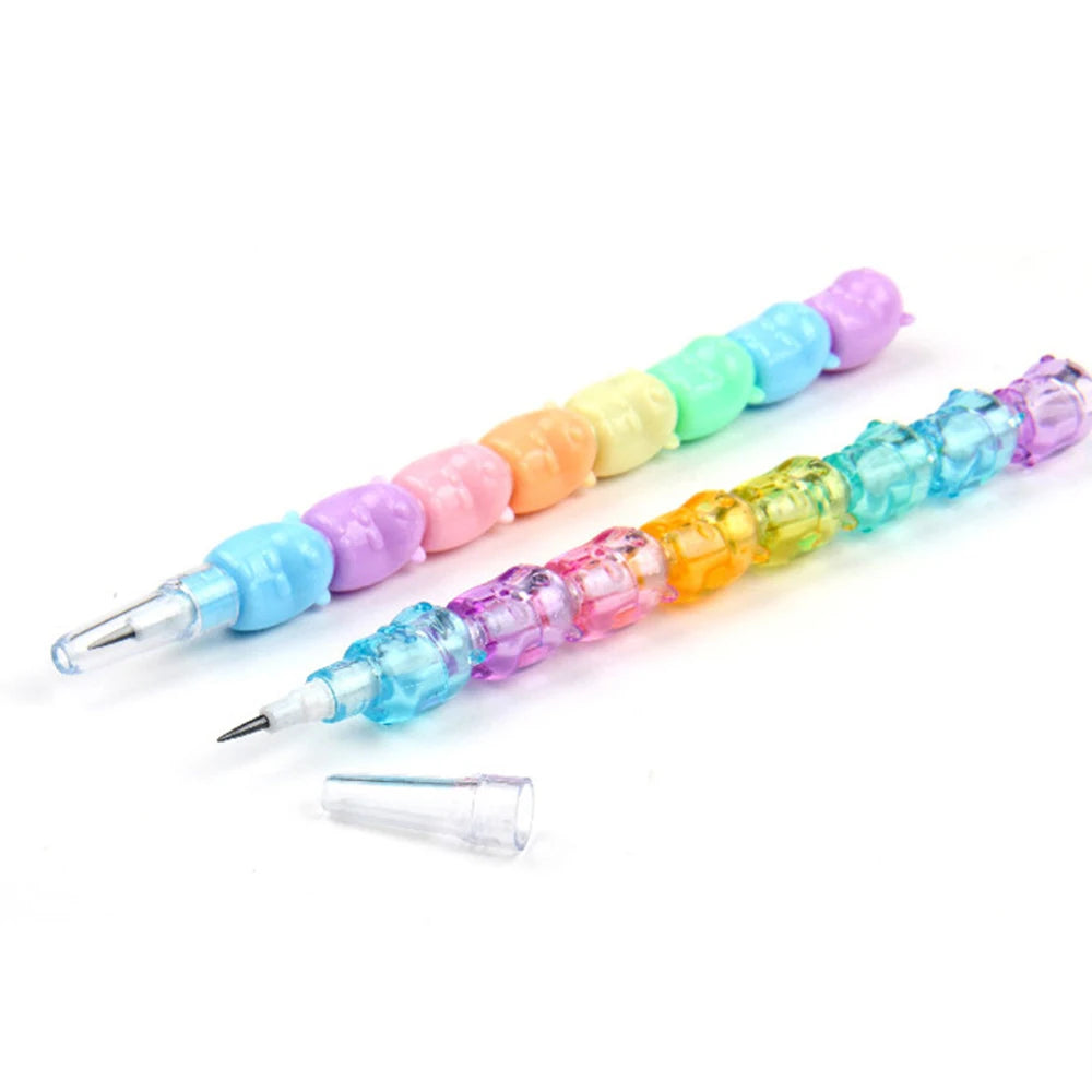 2Pcs/set Kawaii Stackable Pencils Non-Sharpening HB Pencils Cartoon Japanese Stationery Children Student Prize Gift Zpaxo